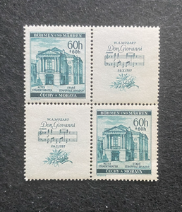 German Bohmen and Mahren 30h Stamp Block MNH Don Giovanni