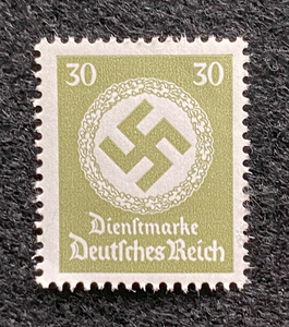 Antique WWII German Nazi Third Reich 30 Rp Stamp with SWASTIKA MNH