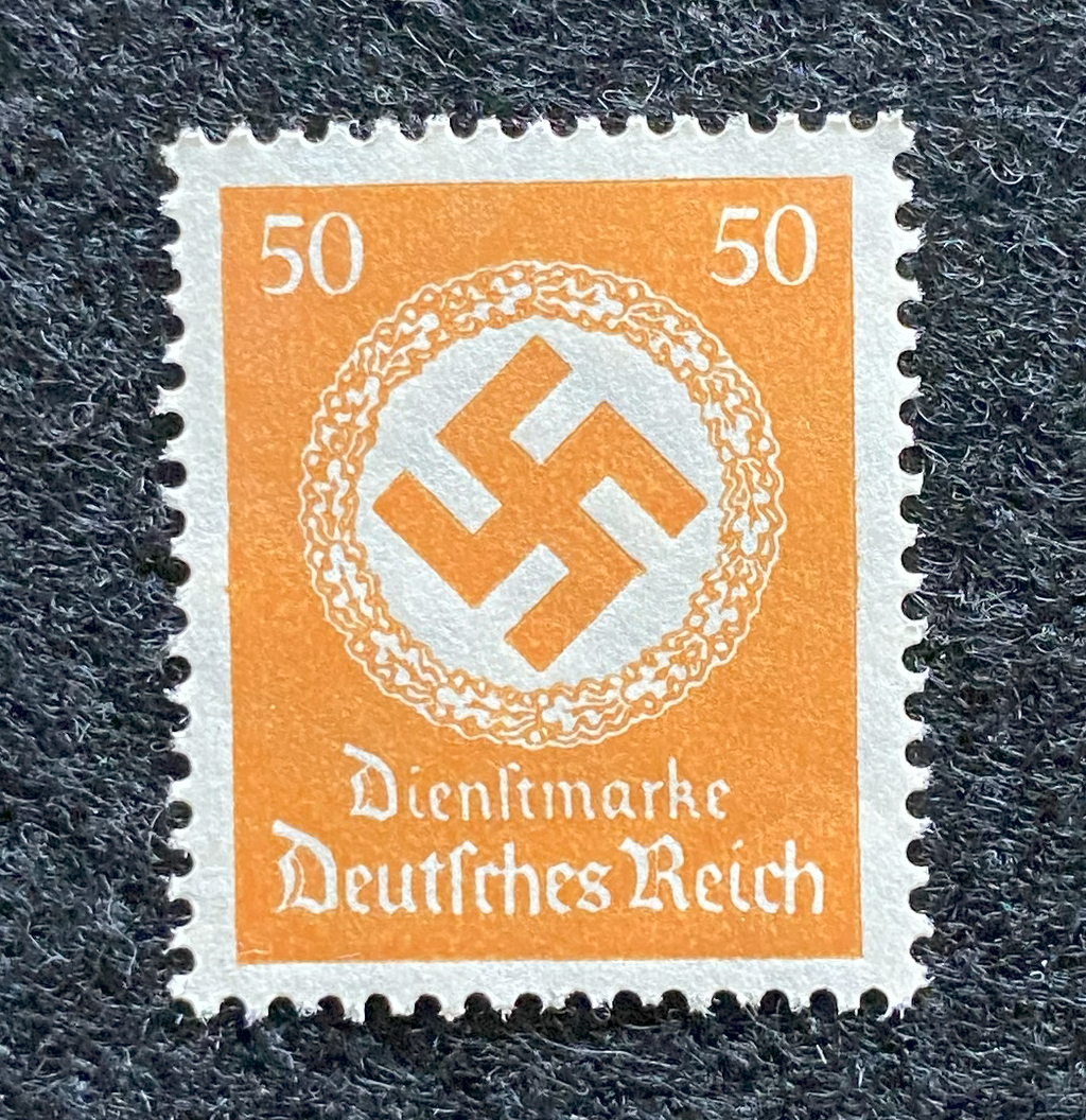 Antique WWII German Nazi Third Reich 50 Rp Stamp with SWASTIKA MNH - Collectors Couch