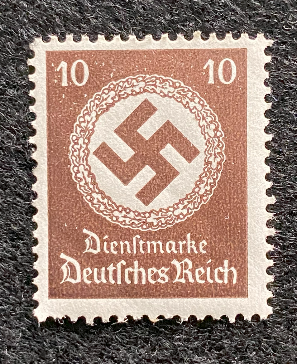 Antique WWII German Nazi Third Reich 10 Rp Stamp with SWASTIKA MNH