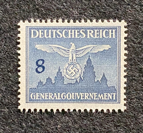 Antique German Nazi Third Reich 8GR Stamp Of Occupied Poland WWII 1940 Issue - Collectors Couch