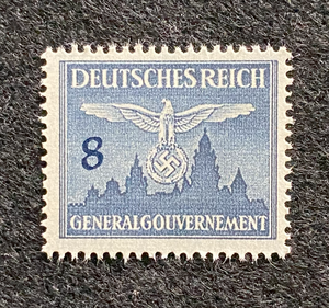 Antique German Nazi Third Reich 8GR Stamp Of Occupied Poland WWII 1940 Issue - Collectors Couch