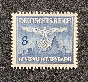 Antique German Nazi Third Reich 8GR Stamp Of Occupied Poland WWII 1940 Issue