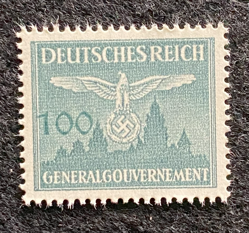 Antique German Nazi Third Reich 100GR Stamp Of Occupied Poland WWII 1940 Issue
