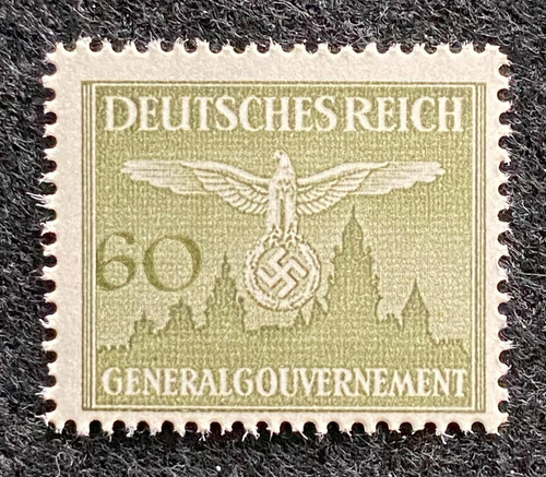 Antique German Nazi Third Reich 60GR Stamp Of Occupied Poland WWII 1940 Issue