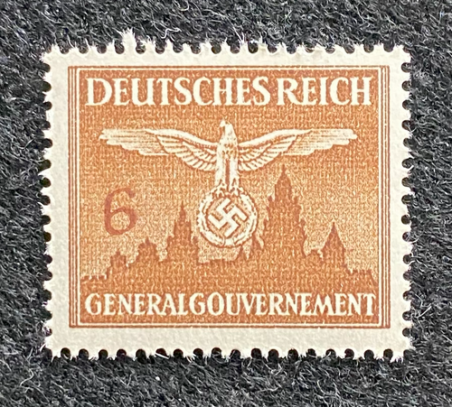Antique German Nazi Third Reich 6GR Stamp Of Occupied Poland WWII 1940 Issue - Collectors Couch