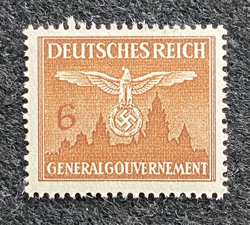 Antique German Nazi Third Reich 6GR Stamp Of Occupied Poland WWII 1940 Issue