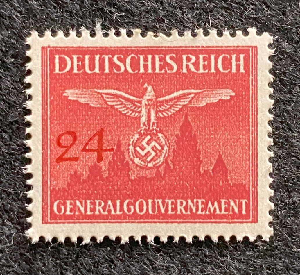 Antique German Nazi Third Reich 8GR Stamp Of Occupied Poland WWII 1940 Issue