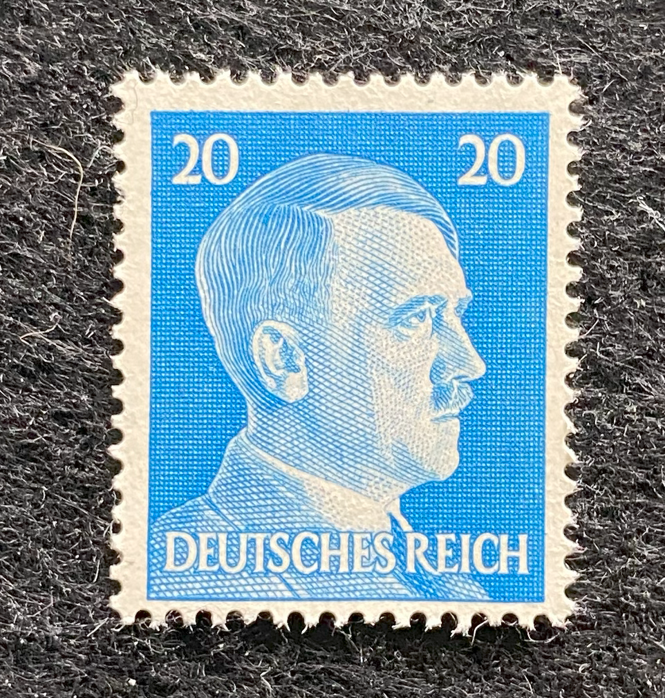 Rare Old German Authentic WWII Unused Hitler 20 Rp Stamp MNH - Collectors Couch