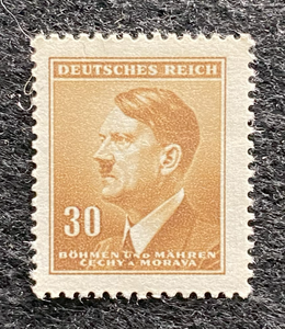 Rare Old German Authentic WWII Unused Hitler 30 Rp Stamp MNH - Collectors Couch