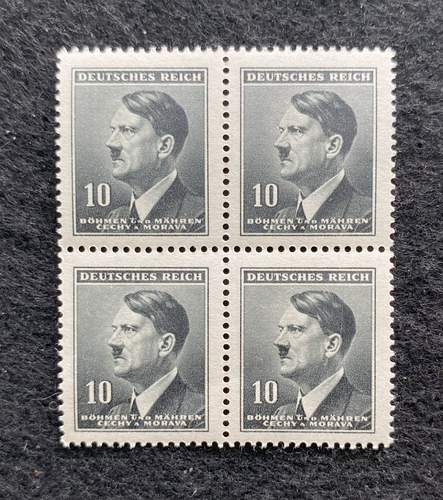 Antique WWII Unused German Nazi Third Reich Hitler 4 X 10 Rp Stamps Block MNH - Collectors Couch