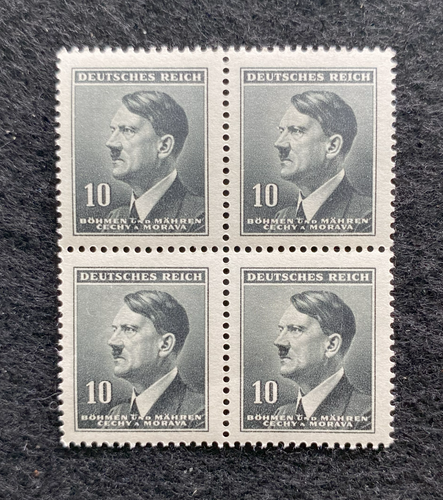 Antique WWII Unused German Nazi Third Reich Hitler 4 X 10 Rp Stamps Block MNH