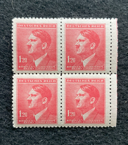 Antique WWII Unused German Nazi Third Reich Hitler 4 X 1.20 Rp Stamps Block MNH - Collectors Couch