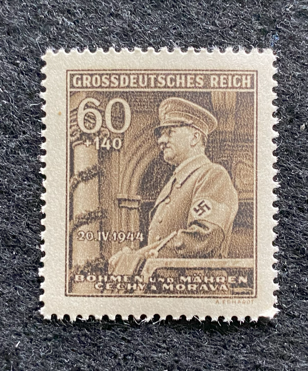 Rare Old Antique Authentic WWII Unused Hitler Stamp - 60Rp - Collectors Couch