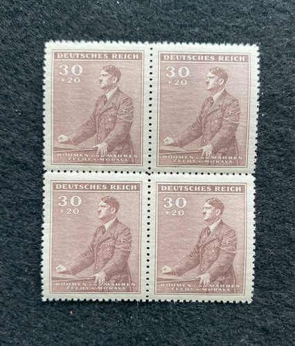 Antique WWII Unused German Nazi Third Reich Hitler 4 X 30 Rp Stamps Block MNH - Collectors Couch