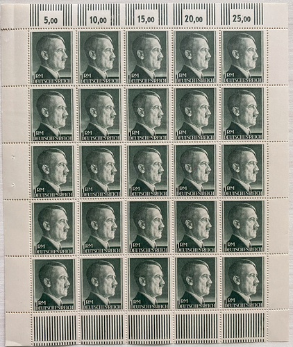 Rare German WWII Nazi Third Reich HITLER Stamp Sheet 1941 MNH