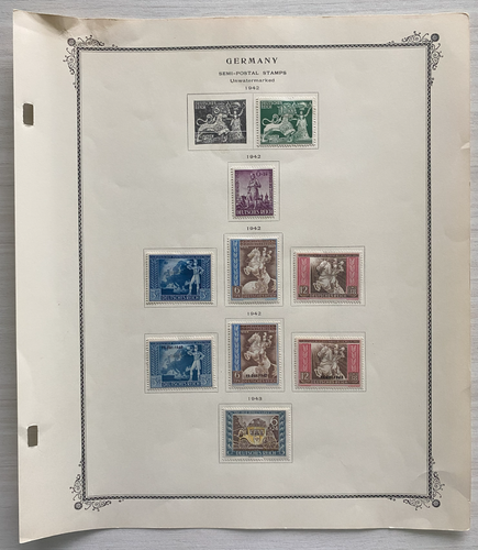 German WWII Nazi Third Reich 1943-42 10 Stamps From Original Postal Collection - Very Rare Find