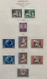 German WWII Nazi Third Reich 1943-42 10 Stamps From Original Postal Collection - Very Rare Find