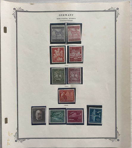 German WWII Nazi Third Reich 1943-44 10 Stamps From Original Postal Collection - Very Rare Find