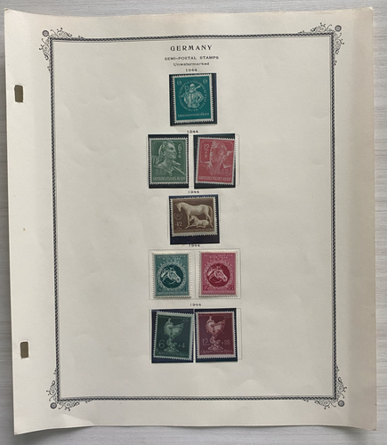 German WWII Nazi Third Reich 1944 8 Stamps From Original Postal Collection - Very Rare Find