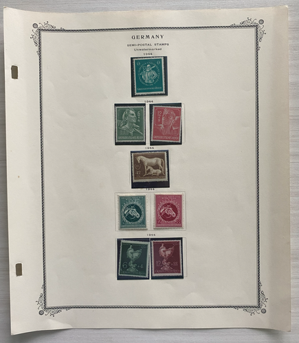 German WWII Nazi Third Reich 1944 8 Stamps From Original Postal Collection - Very Rare Find - Collectors Couch