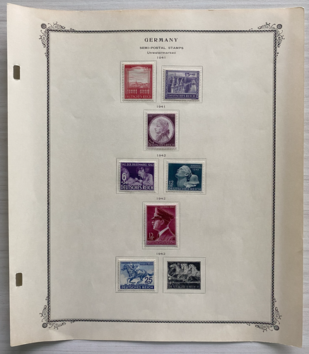 German WWII Nazi Third Reich 1941-42 8 Stamps From Original Postal Collection - Very Rare Find