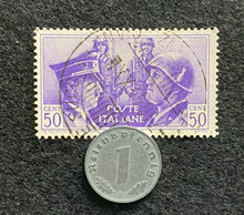 Load image into Gallery viewer, WW2 German 1 Reichspfennig Coin  &amp; Rare HITLER &amp; MUSSOLINI Used Stamp Historical Artifacts - Collectors Couch