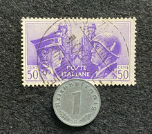 Load image into Gallery viewer, WW2 German 1 Reichspfennig Coin  &amp; Rare HITLER &amp; MUSSOLINI Used Stamp Historical Artifacts