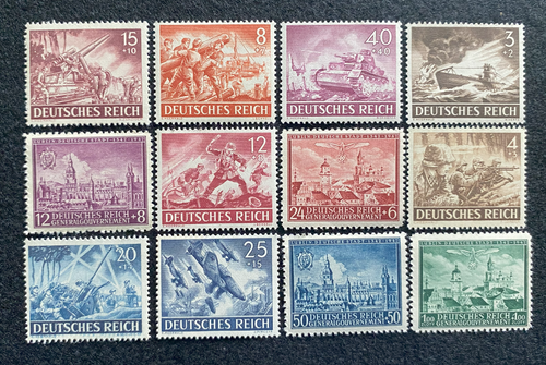 Rare German WWII Nazi Third Reich 12 Stamp Sets MNH - Collectors Couch