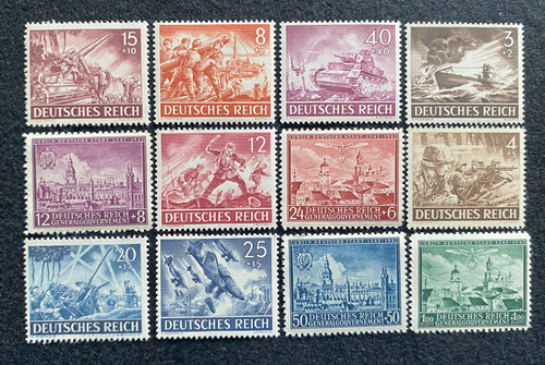 Rare German WWII Nazi Third Reich 12 Stamp Sets MNH