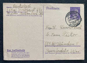 Very Rare WWII Nazi Germany 1944 Used Historical Postcard Hitler Stamp