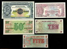 Load image into Gallery viewer, British Military FIVE Banknotes Set UNC COA &amp; History &amp; Album Included