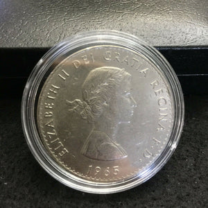 1965 British Crown Coin Sir Winston Churchill SOA & Capsule & Display Box Inc. - Collectors Couch