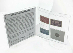 Franklin D. Roosevelt Silver Dime & Three Stamps & COA With History & Mini Album