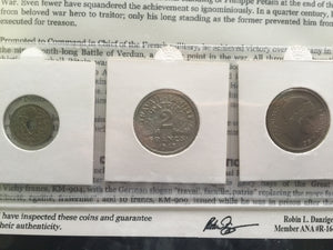 French Coin Set Verdun to Vichy Marshal Petain Era SOA & History & Album Includ - Collectors Couch