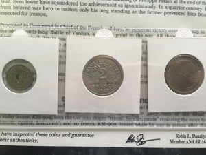 French Coin Set Verdun to Vichy Marshal Petain Era SOA & History & Album Includ