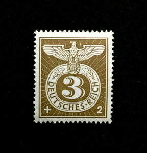 Antique Authentic WWII German Nazi Eagle with SWASTIKA Unused Stamp - 2p - Collectors Couch