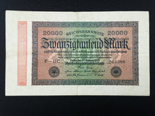 Load image into Gallery viewer, German WWII Rare 10 Rp Coin &amp; Two Stamps with 20000 Mark Bill in Holder