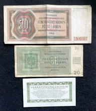 Load image into Gallery viewer, WWII: Invasion of Czechoslovakia German Occupation Three Banknotes SOA &amp; History