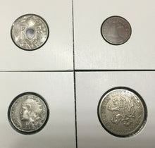 Load image into Gallery viewer, World War II Certified FOUR Coins France, Spain, Austria, and Czechoslovakia