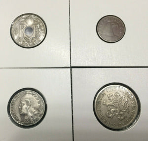 World War II Certified FOUR Coins France, Spain, Austria, and Czechoslovakia