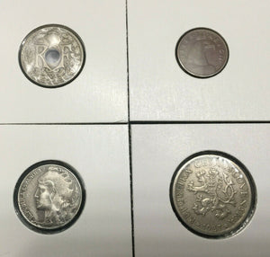 World War II Certified FOUR Coins France, Spain, Austria, and Czechoslovakia - Collectors Couch