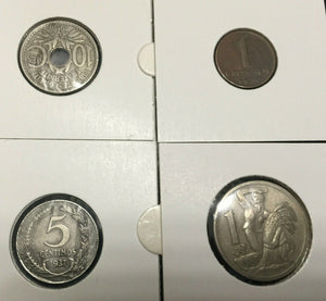 World War II Certified FOUR Coins France, Spain, Austria, and Czechoslovakia - Collectors Couch