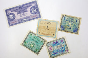 WWII Rare Collection Of Allied Military Currency 5 Banknote COA & History Incl.