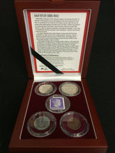 Load image into Gallery viewer, WW2 CERTIFIED German Coins TWO SILVER One Zinc &amp; Bronze Mint Stamp Display Box COA &amp; History - Secure Coin Capsules - Display Box Inc. - Collectors Couch