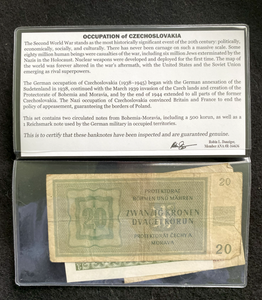 WWII: Invasion of Czechoslovakia German Occupation Three Banknotes SOA & History