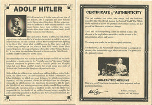 World War II CERTIFIED Two German Coins 1,10 Rp & 50 Reichsmark Bill & Stamp - Collectors Couch