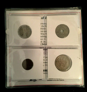 World War II Certified FOUR Coins France, Spain, Austria, and Czechoslovakia