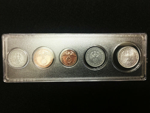 Rare WW2 German Coins Set with Secure Display Case Historical WW2 Artifacts - Collectors Couch