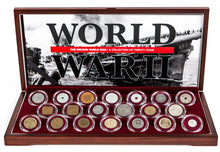 Load image into Gallery viewer, World War II Certified TWENTY Coins COA &amp; Capsules &amp; Secure Display Box Included